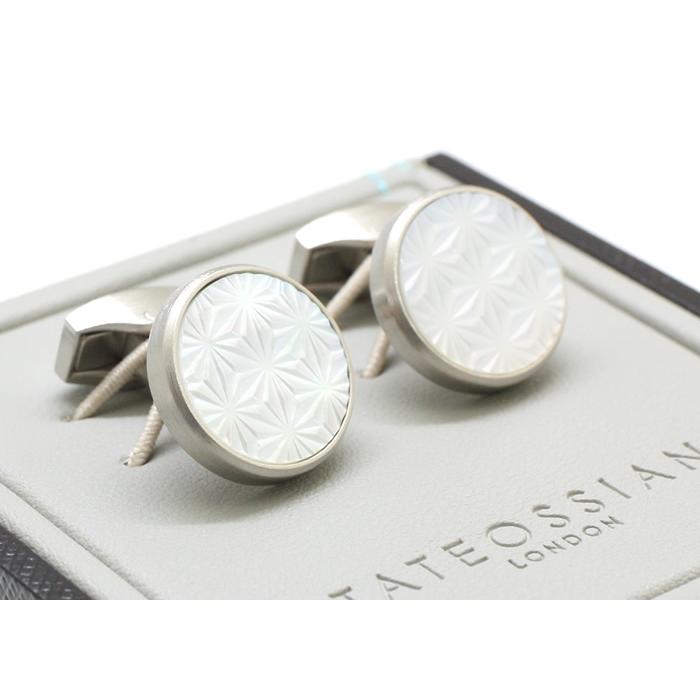 ブランド アクセサリー TATEOSSIAN タテオシアン ビジネス アサノハ 半貴石 カフス（ブラッシュパラジウム＆白蝶貝）カフリンクス 父の日 爆買の画像
