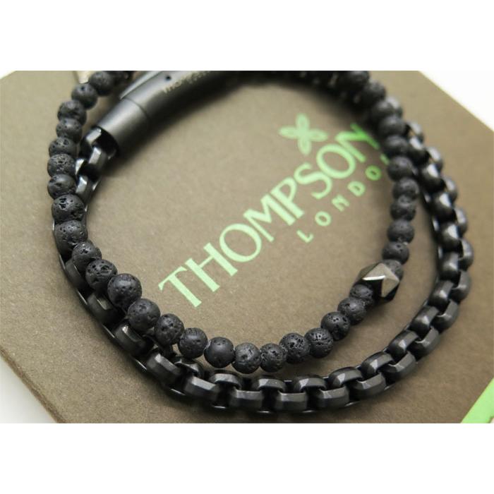 ブランド アクセサリー THOMPSON トンプソン メタリコ デュオ ブレスレット セット（ブラックIP Mサイズ）父の日 爆買の画像