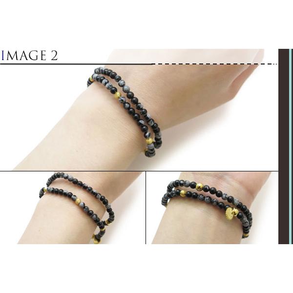 ブランド TATEOSSIAN タテオシアン ビーズ シルバー グラフィアート セニット デュオ ブレスレット（イエローゴールド＆スノーフレークオブシディアン）の画像