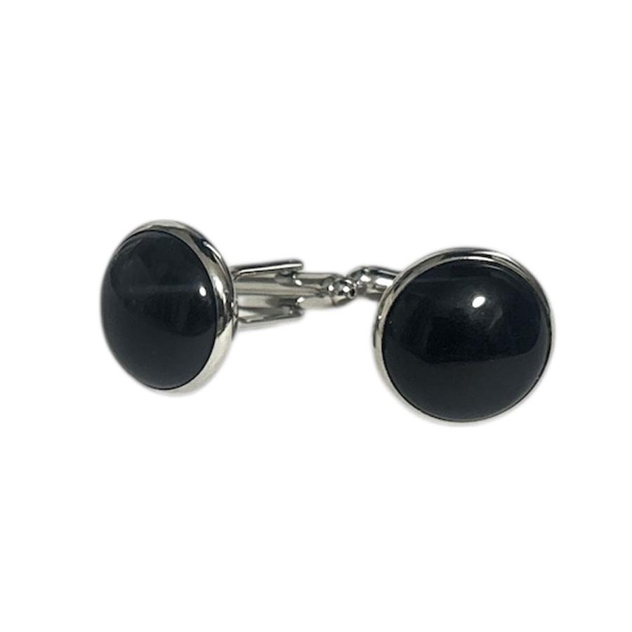 カフス ラウンドブラックオニキスカフスボタン・カフリンクス : 鎌倉