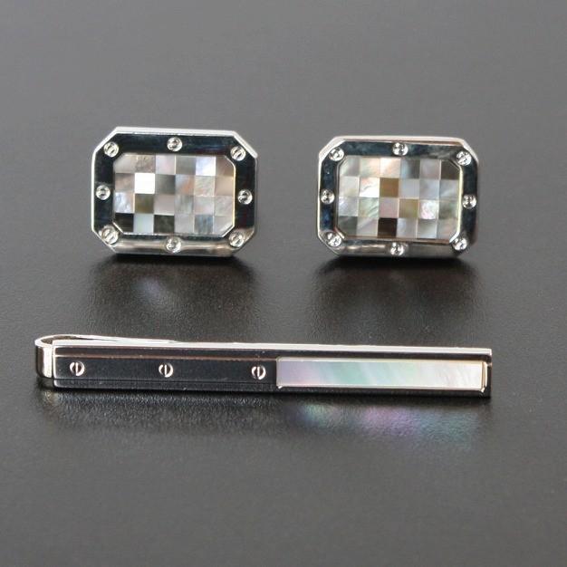 MOPネクタイピン　MOPアバロンラウンドカフスセット MOPネクタイピン アバロンMOPカフスセット : 鎌倉カフス工房 - 通販