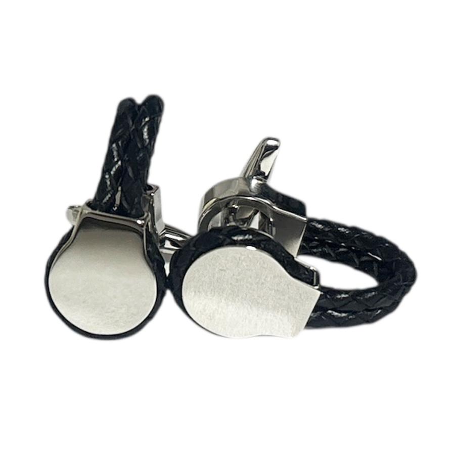 カフス エリザベスパーカー・ブラックツインレザーカフスボタン