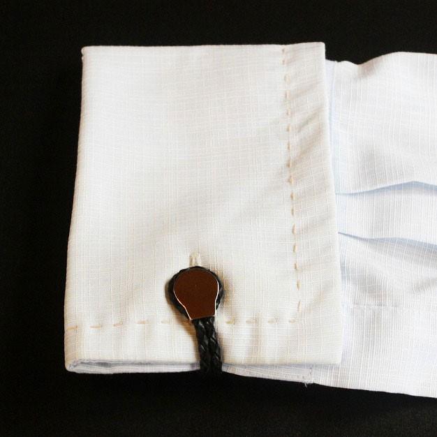 カフス エリザベスパーカー・ブラックツインレザーカフスボタン