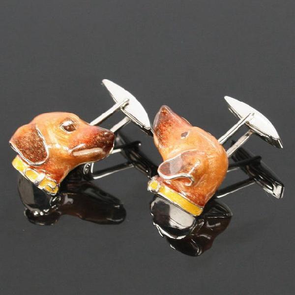 カフス カフスボタン SATURNO Italy ダックスフンド（ブラウン