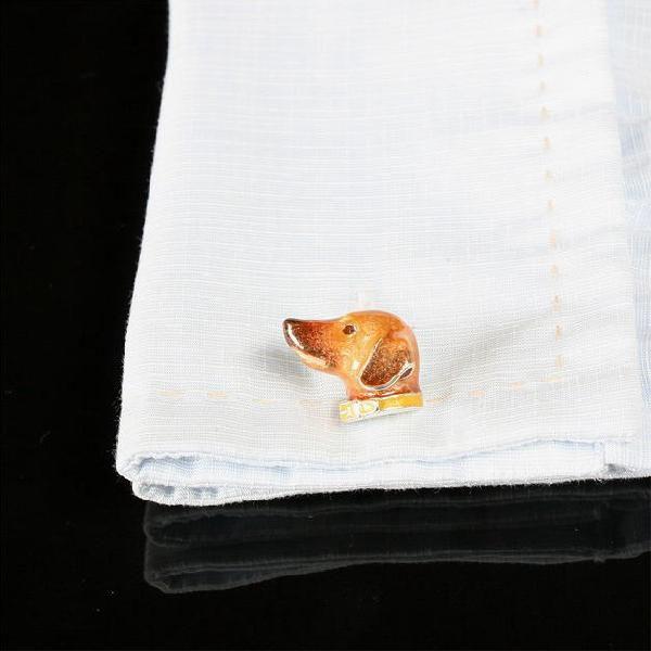 カフス カフスボタン SATURNO Italy ダックスフンド（ブラウン