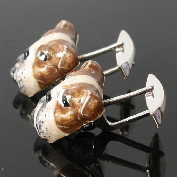 カフス カフスボタン SATURNO Italy ブルドック（ダークブラウン