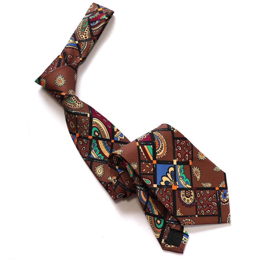 レトロな絵柄 ペイズリー柄ネクタイ 茶色 [ スタイリッシュ系 落着き