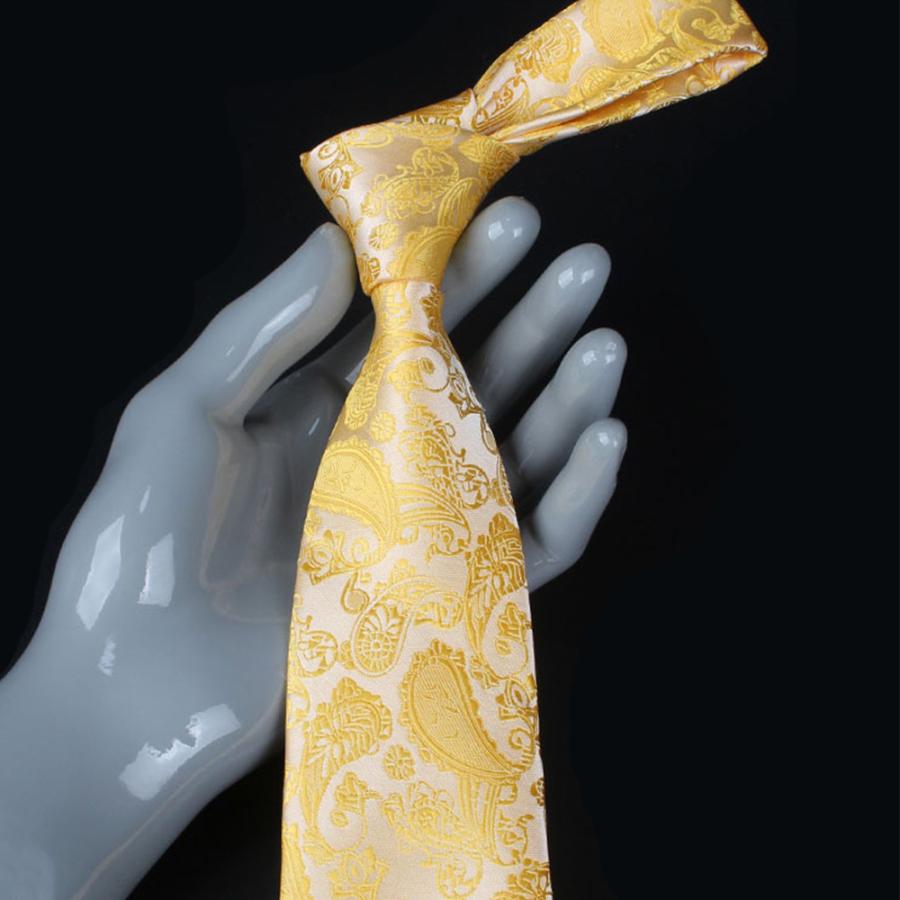上品なペイズリー柄 ネクタイ イエロー【シンプル 男女 エレガント 祝