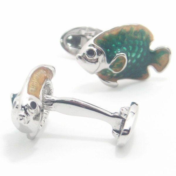 JanLeslie ヴィヴィッドグリーンが輝く熱帯魚 カフス カフスマニア ユニーク 動物 アニマル おしゃれ プレゼント スーツアクセサリー専門店の画像