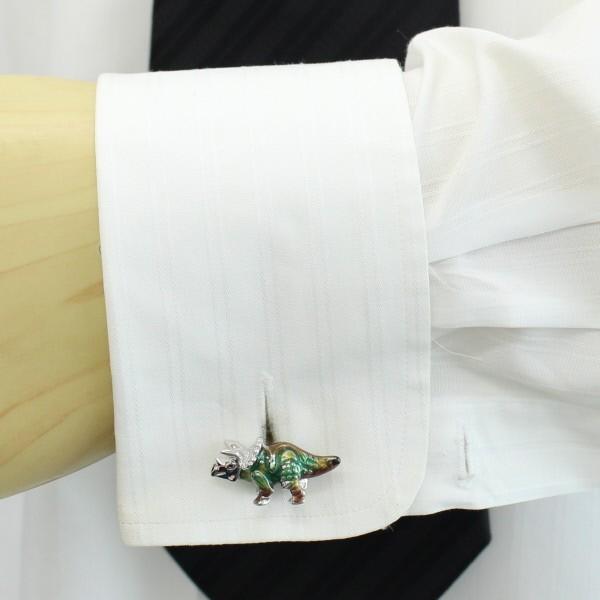 カフス カフスボタン JanLeslie トリケラトプス カフス カフスマニア ユニーク 動物 アニマル おしゃれ プレゼント メンズ スーツアクセサリー専門店の画像