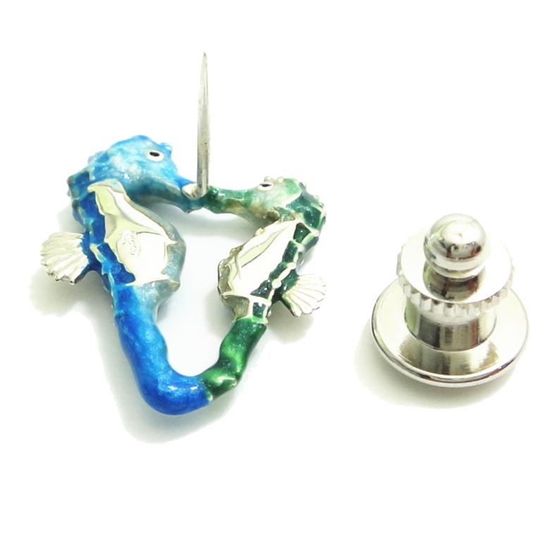 SATURNO サツルノ ラペルピン タツノオトシゴ ハート タイタック ピン