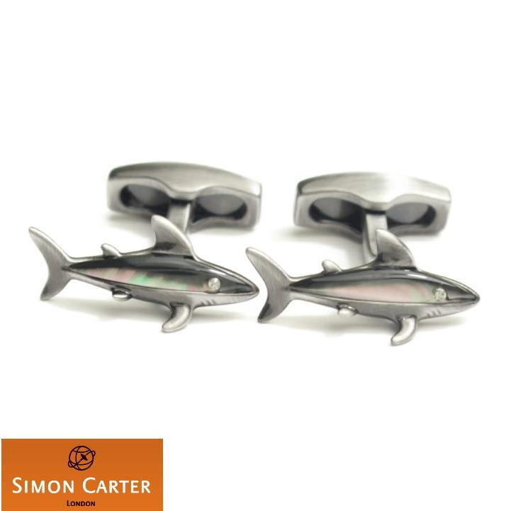 アウトレット価格 サイモンカーター サメ さめ 鮫 魚 シャーク スワロフスキー 英国 ブランド カフス カフリンクス カフスボタン