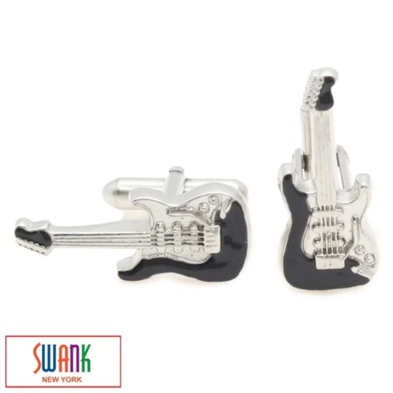 SWANK ブラック エレキギター 音楽好きさんに カフス カフスボタン タイピン ネクタイピン セット_6