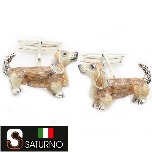 取寄品 カフス カフスボタン SATURNO サツルノ 今にも飛びつきそうな ダックスフンド 犬 動物 メンズ ブランド プレゼント カフスマニア