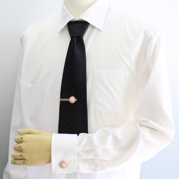 取寄品 カフスセット 陶華 TOHCA 取寄品 ゴールド ラウンド ペガサス ピンク カメオ メンズ ブランド プレゼント カフスマニアの画像