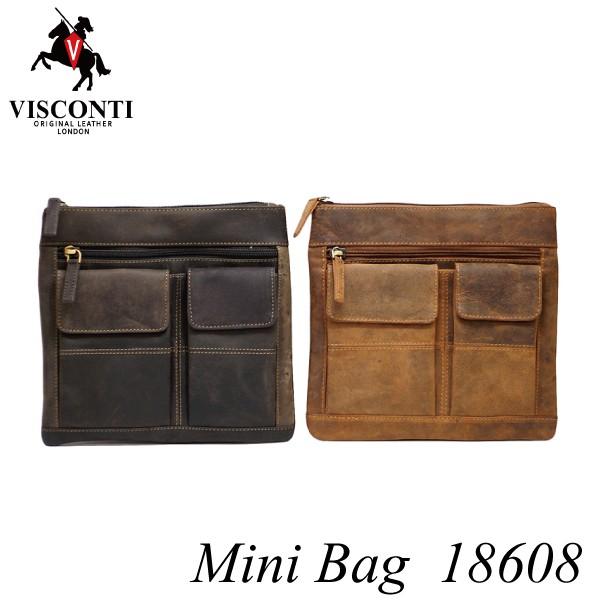 本革 スクエア型 ミニ ショルダーバッグ   18608 ブラウン / ポシェット 斜め掛け レザー オイルレザー VISCONTI | 