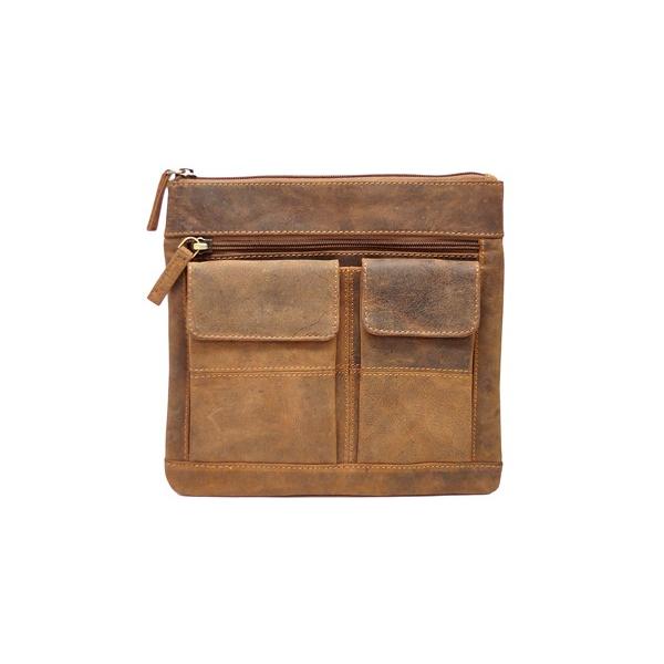 本革 スクエア型 ミニ ショルダーバッグ   18608 ブラウン / ポシェット 斜め掛け レザー オイルレザー VISCONTI |  | 01