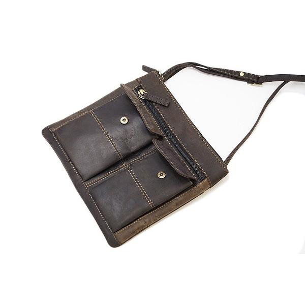 本革 スクエア型 ミニ ショルダーバッグ   18608 ブラウン / ポシェット 斜め掛け レザー オイルレザー VISCONTI |  | 03