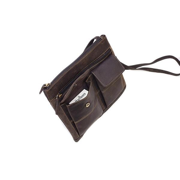 本革 スクエア型 ミニ ショルダーバッグ   18608 ブラウン / ポシェット 斜め掛け レザー オイルレザー VISCONTI |  | 04