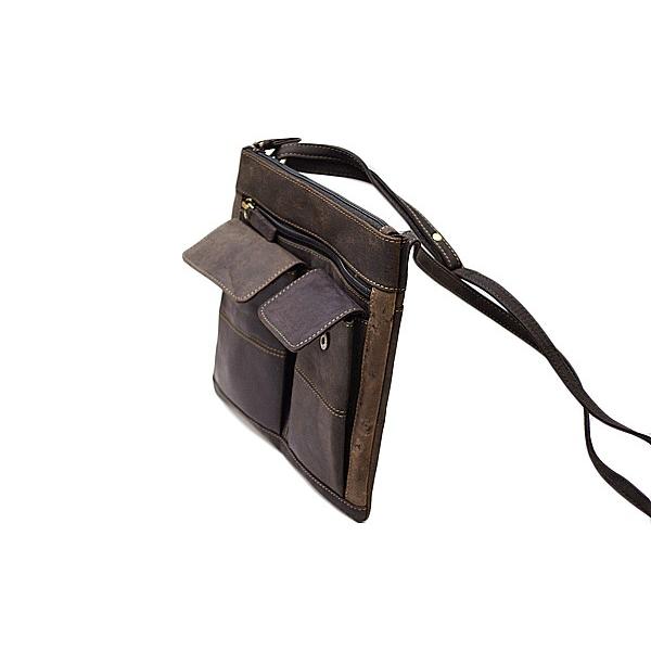本革 スクエア型 ミニ ショルダーバッグ   18608 ブラウン / ポシェット 斜め掛け レザー オイルレザー VISCONTI |  | 05