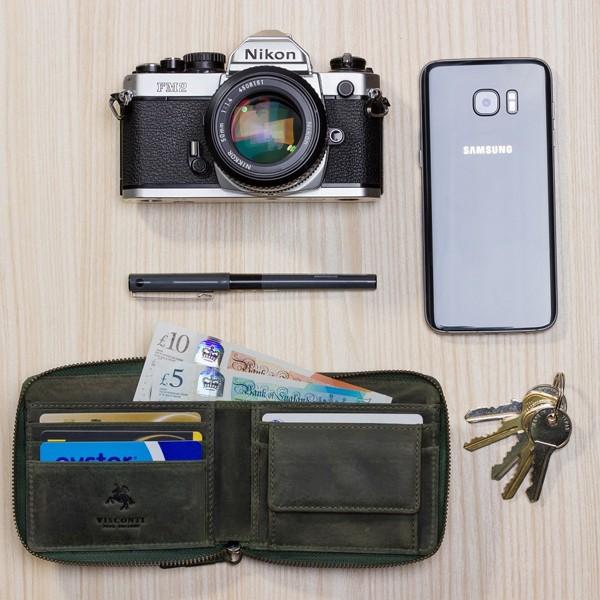 二つ折り ラウンドジップ ウォレット 702 Bullet / 本革 二つ折り 財布 レザーウォレット 札入れ 小銭入れ カード入れ VISCONTI (メール便可 |  | 05