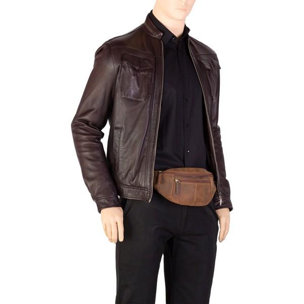 本革 ウエストポーチ S   721 クロワッサン型 ブラウン / ウエストバッグ ボディバッグ オイルレザー VISCONTI |  | 01