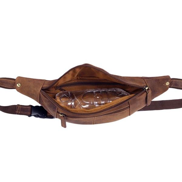 本革 ウエストポーチ S   721 クロワッサン型 ブラウン / ウエストバッグ ボディバッグ オイルレザー VISCONTI |  | 03