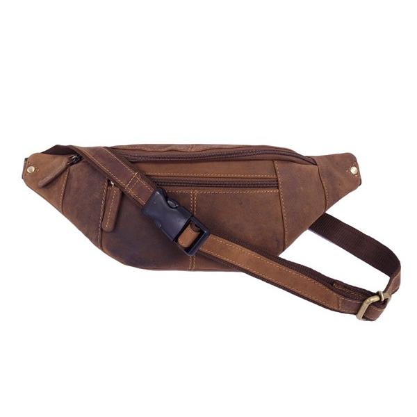 本革 ウエストポーチ S   721 クロワッサン型 ブラウン / ウエストバッグ ボディバッグ オイルレザー VISCONTI |  | 09