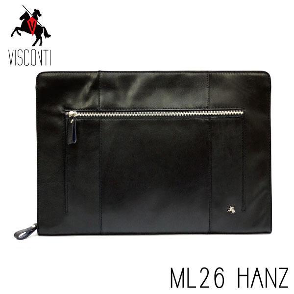 SALE 本革 クラッチ バッグ   ML26 HANZ ブラック / セカンドバッグ 薄型 スリム VISCONTI | 