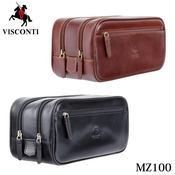 SALE マルチ ポーチ セカンドバッグ   MZ100 ブラック ブラウン / 本革 ガラスレザー レザー 旅行 メンズ VISCONTI 黒 茶 | 