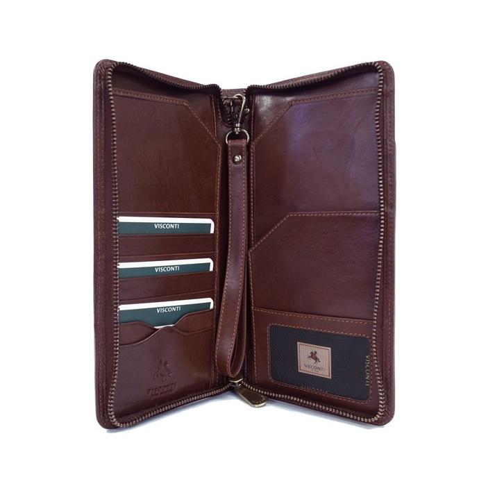 SALE / MZ101  トラベルウォレット / ブラック 黒 ブラウン 茶 / 財布 長財布 / 本革 ガラスレザー / メンズ / VISCONTI |  | 01