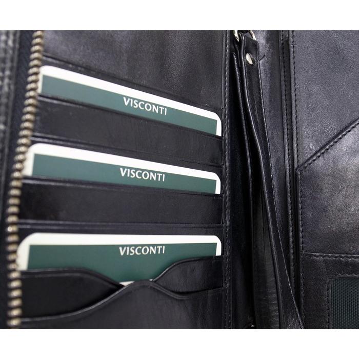 SALE / MZ101  トラベルウォレット / ブラック 黒 ブラウン 茶 / 財布 長財布 / 本革 ガラスレザー / メンズ / VISCONTI |  | 06