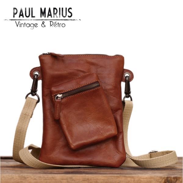 本革 ショルダー バッグ ポール の ポシェット PDP-19 ブラウン / PAUL MARIUS ポール・マリウス 斜め掛け ミニショルダー ポーチ