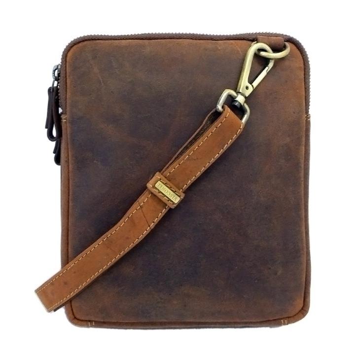 レザー ミニショルダー バッグ   S4 3ジップ ブラウン / ジップトップ 本革 オイルレザー VISCONTI |  | 11