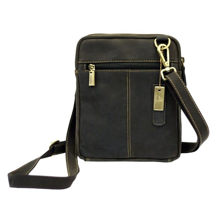 レザー ミニショルダー バッグ   S4 3ジップ ブラウン / ジップトップ 本革 オイルレザー VISCONTI |  | 03