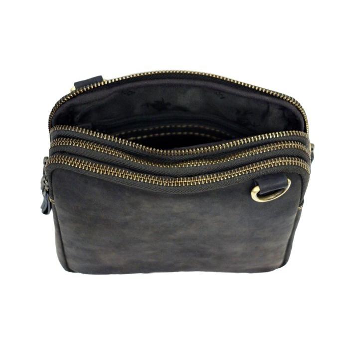 レザー ミニショルダー バッグ   S4 3ジップ ブラウン / ジップトップ 本革 オイルレザー VISCONTI |  | 05