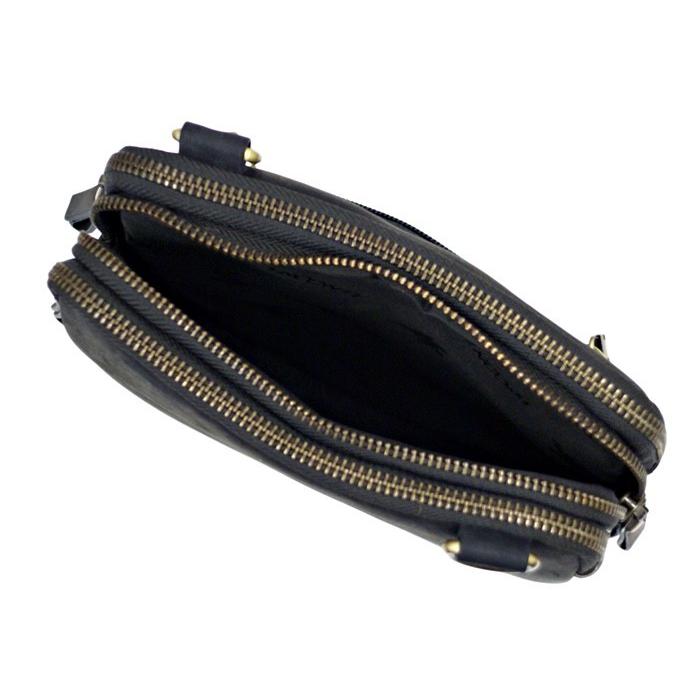 レザー ミニショルダー バッグ   S4 3ジップ ブラウン / ジップトップ 本革 オイルレザー VISCONTI |  | 07