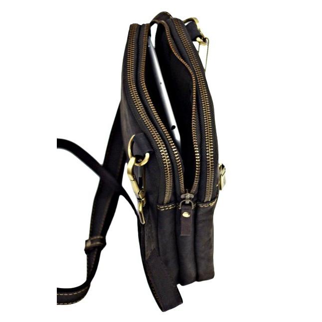 レザー ミニショルダー バッグ   S4 3ジップ ブラウン / ジップトップ 本革 オイルレザー VISCONTI |  | 08