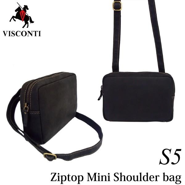 S5　ジップトップ　横長ミニショルダーバッグ　/ ジップトップ/ショルダーバッグ/本革/オイルレザー/VISCONTI/ | 
