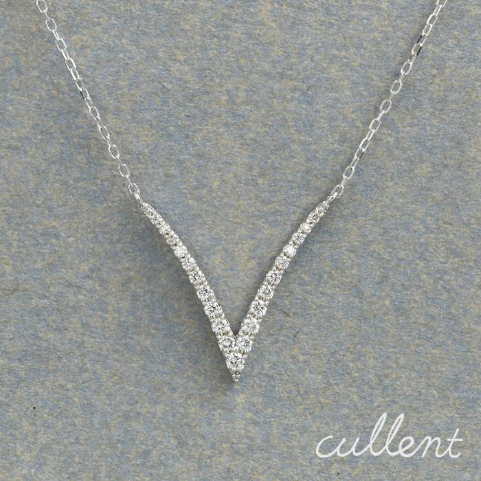 cullent プラチナ platinum ペンダント ダイヤモンド V字 シンプル 