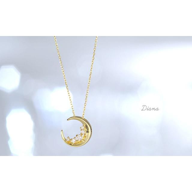 ネックレス K18 18金 18k ゴールド ダイヤモンド 三日月 レディース  