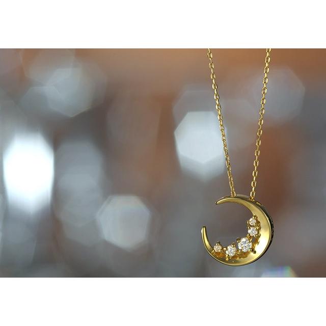 ネックレス K18 18金 18k ゴールド ダイヤモンド 三日月 レディース  