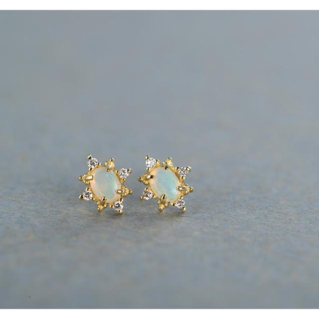 ピアス 18金 18k オパール K18 オパール ピアス destiny oval