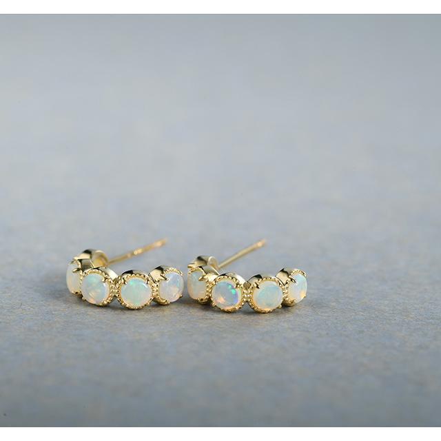 フープピアス K18 18金 18k オパール ピアス K18 オパール フープ  
