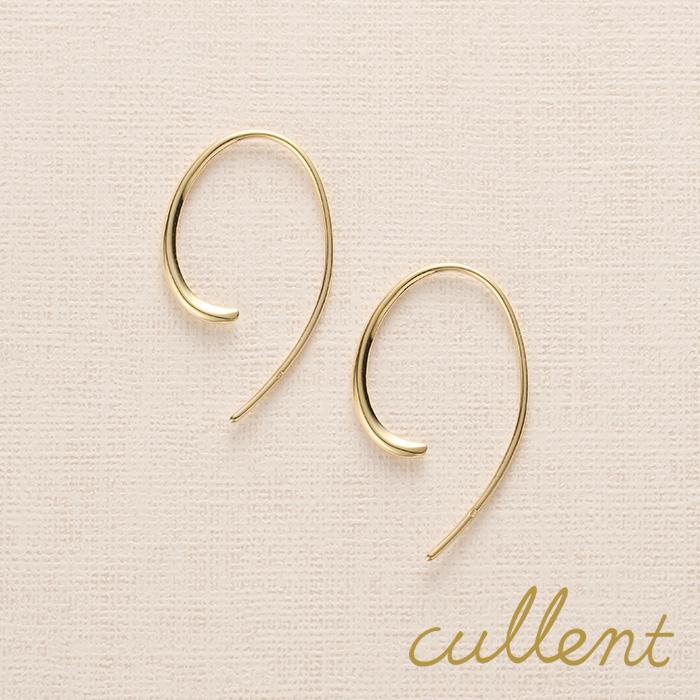 cullent K18 18金 18k ゴールド ピアス フック 小さめ k18フープピアス 