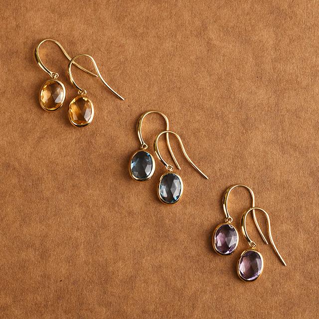 K18ピアスアメジスト18金刻印あり天然石パワーストーン