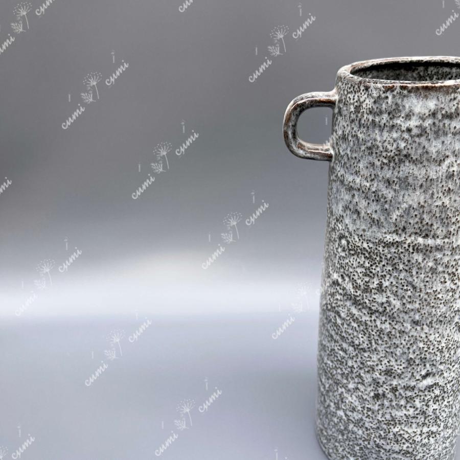 N0140 アメリカ 大 斑点 グレー 花瓶 一輪挿し 高品質 陶器 フラワー