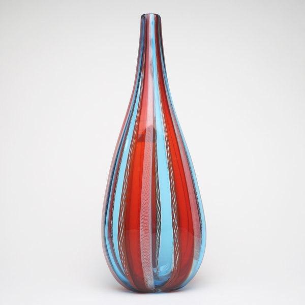 Cuoreベネチアングラス・ムラーノグラスの花瓶 レッド＆ライトブルー