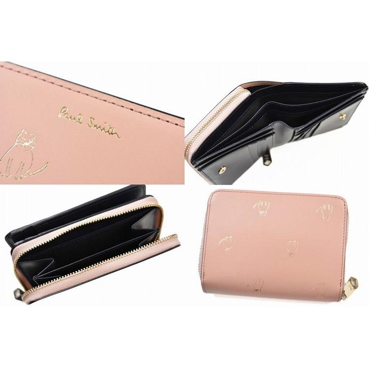【新品】ポールスミス キャットドゥードゥル 2つ折り財布 ラウンド ピンク Paul Smith（ポール・スミス） 二つ折り 財布 ラウンドファスナー