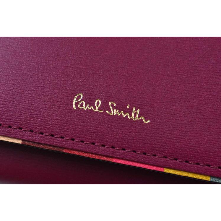 【新品】ポールスミス 三つ折財布 スワールトリム がま口 ラズベリー マルチ Paul Smith（ポール・スミス） 財布 レディース 三つ折り がま口 ミニ